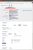 Mail-Header und Rohdaten in GroupWise WebAccess anzeigen; relevante Klicks nach dem Anzeigen der Mail sind rot markiert.